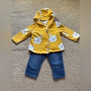 Carter's Yellow Floral Hoodie and Blue Jeans Set
